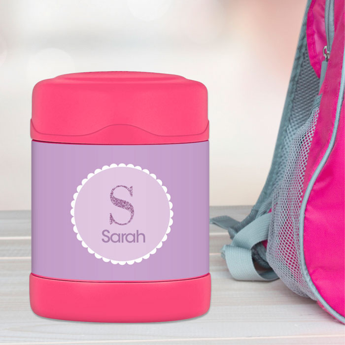 A Shiny Purple Letter Thermos Food Jar