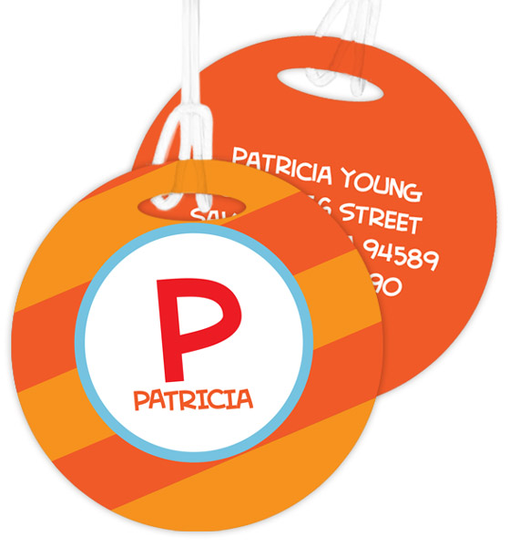 Fun Initials Orange Bag Tag