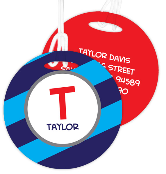 Fun Initials Blue Bag Tag