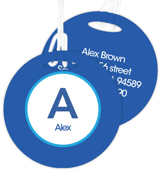 A Linen Blue Letter Bag Tag