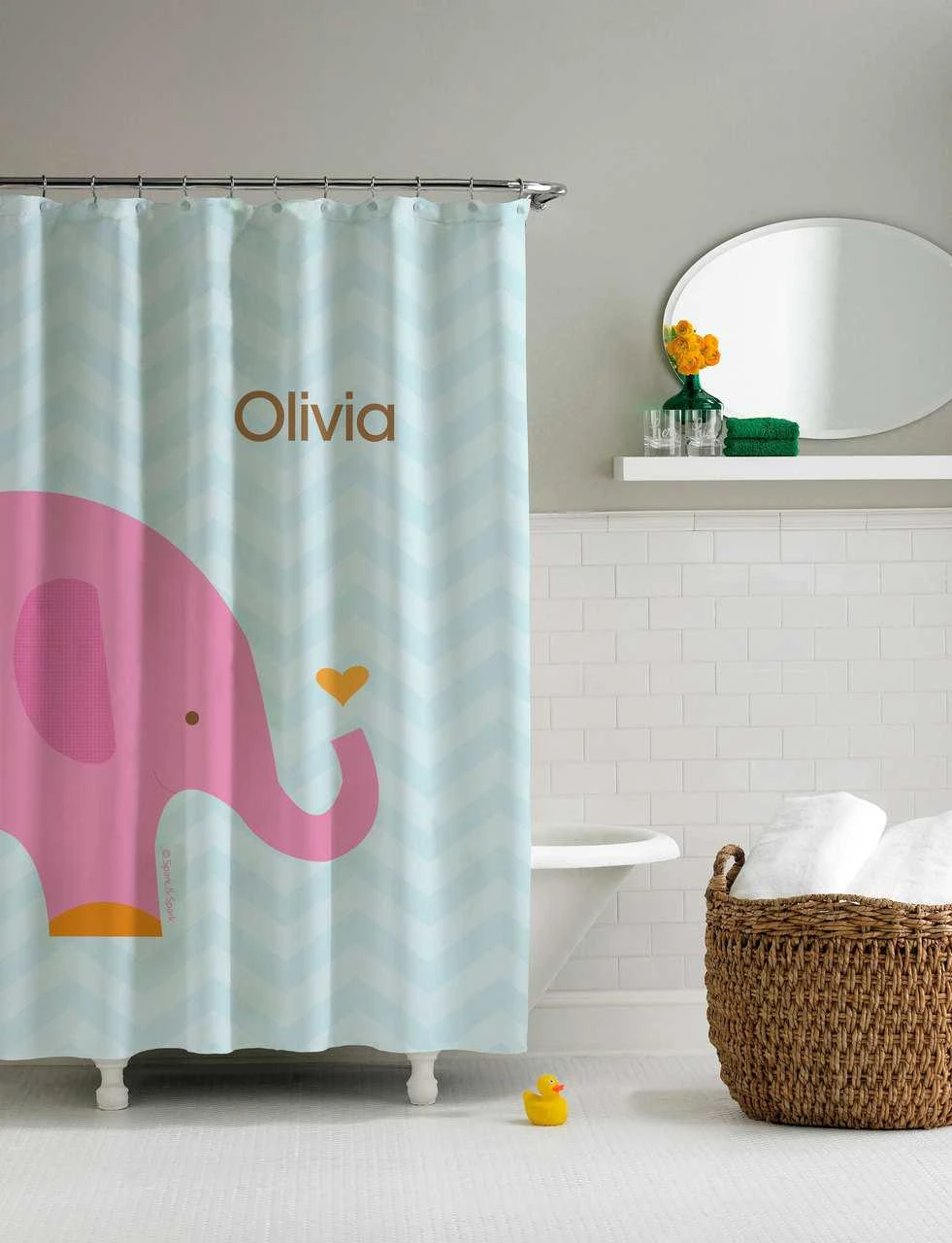 Sweet Pink Elephant Shower Curtain