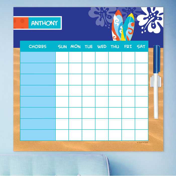 Surf The Waves Blue Chore Chart