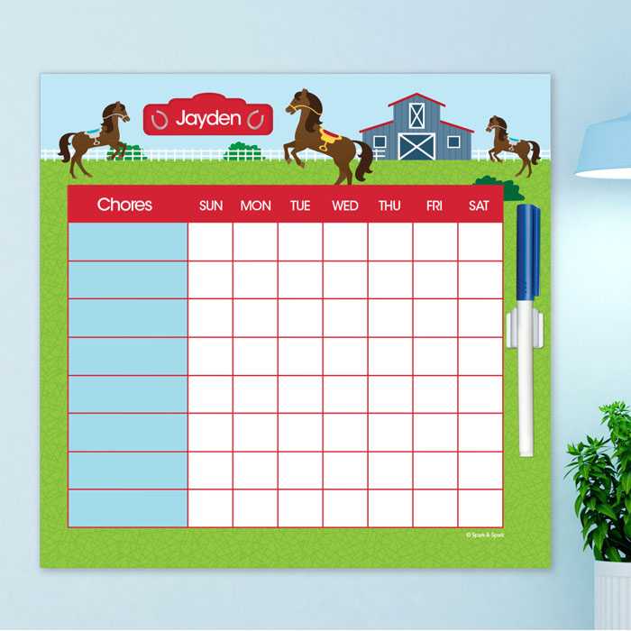 Cute Race Horse Chore Chart