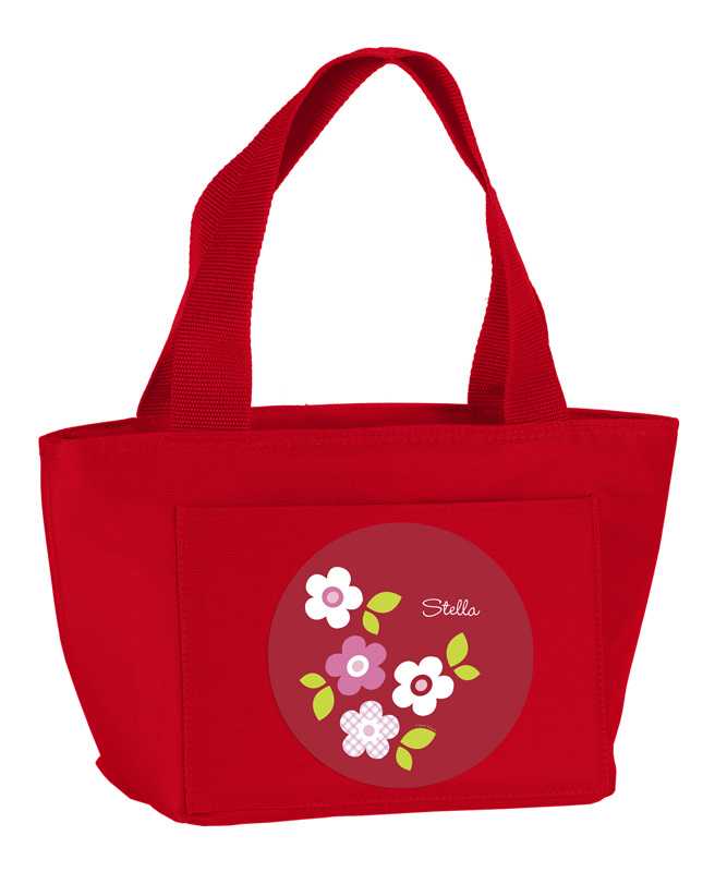 Preppy Flowers Red Kids Lunch Tote
