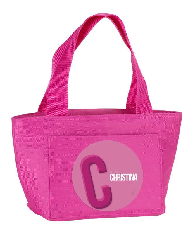 Double Initial Pink Kids Lunch Tote