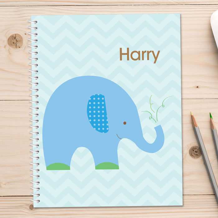 Blue Baby Elephant Kids Notebook