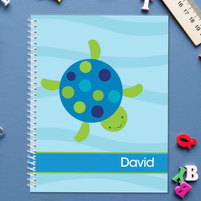 Swimming Blue Turtle Kids Notebook