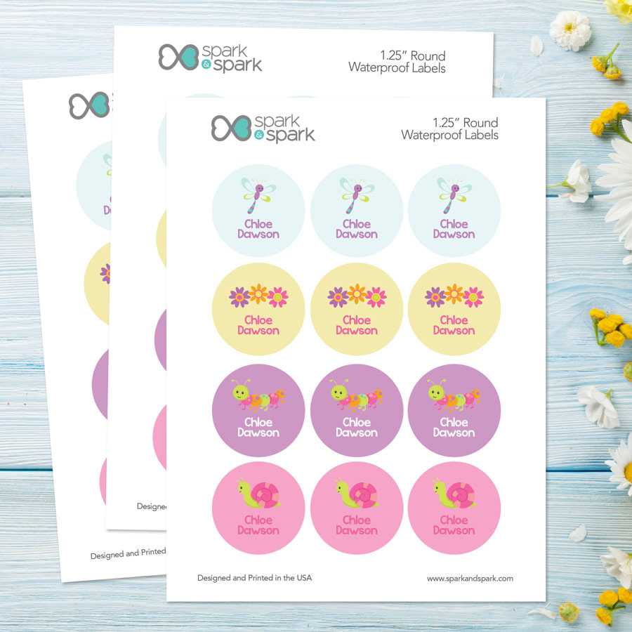 Sweet Spring Waterproof Labels for Kids (Set of 48)