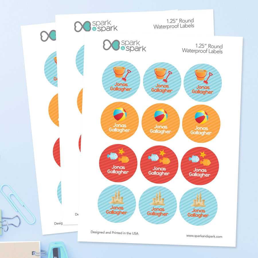 Ready For The Beach Waterproof Labels for Kids (Set of 48)