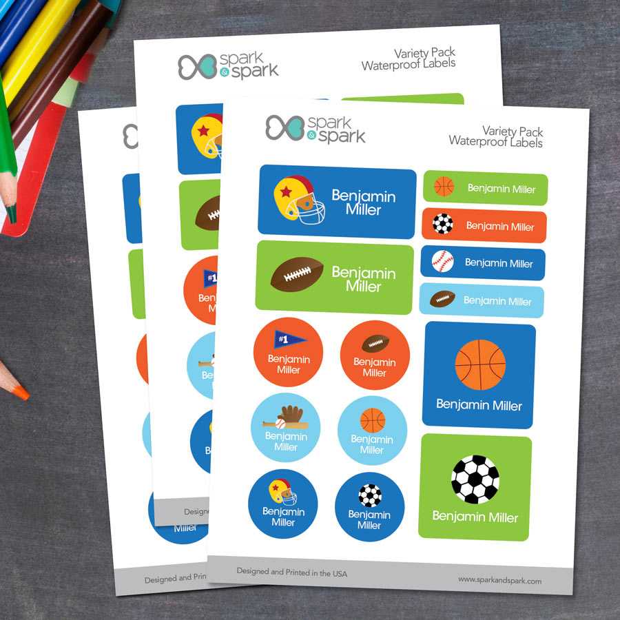 Sports Fan Waterproof Labels Variety Pack (Set of 56)