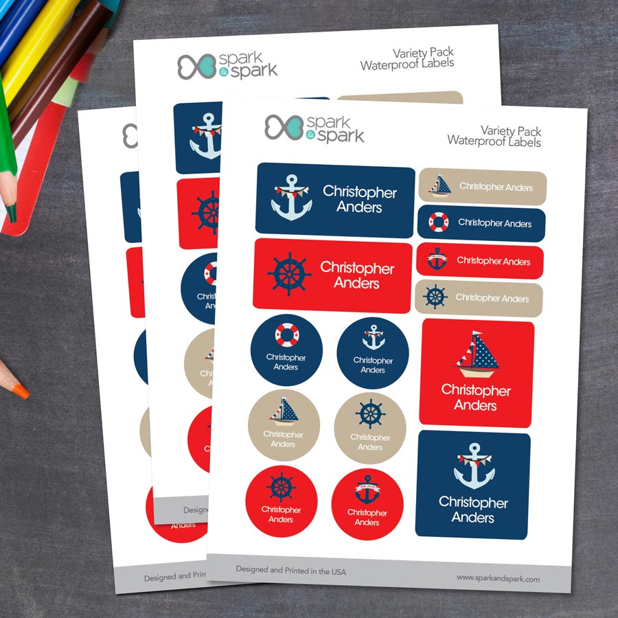Sail Away Waterproof Labels Variety Pack (Set of 56)