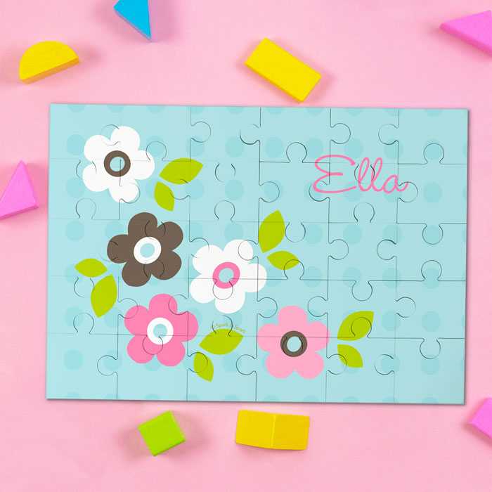 Preppy Flowers Blue Puzzles