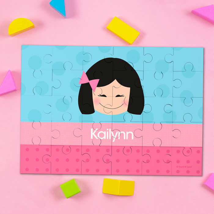 Just Like Me Girl Light Blue Personalized Puzzles