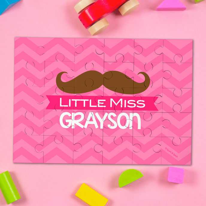 Little Miss Mustache Personalized Puzzles