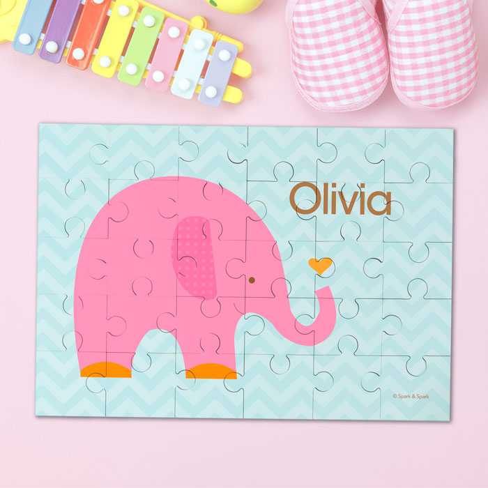 Sweet Pink Elephant Personalized Puzzles