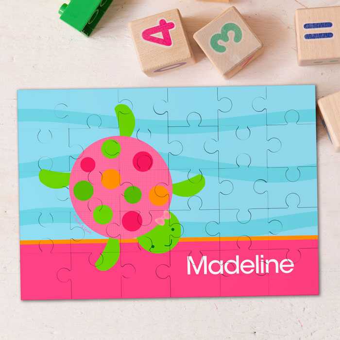 Swimming Pink Turtle Personalized Puzzles