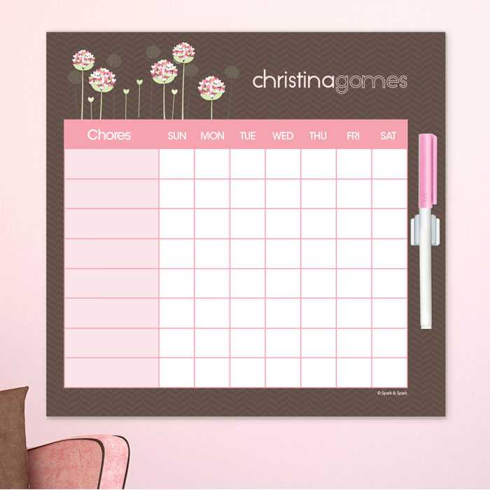 Blossoms On Chocolate Chore Chart