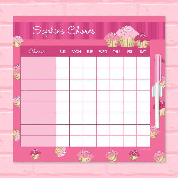 Sweet Cupcakes Chore Chart