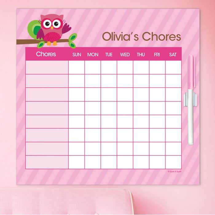 Pink Owl Be Yours Chore Chart