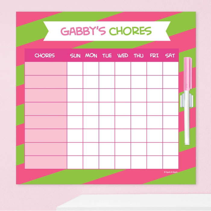 Double Initial Stripes Pink Chore Chart