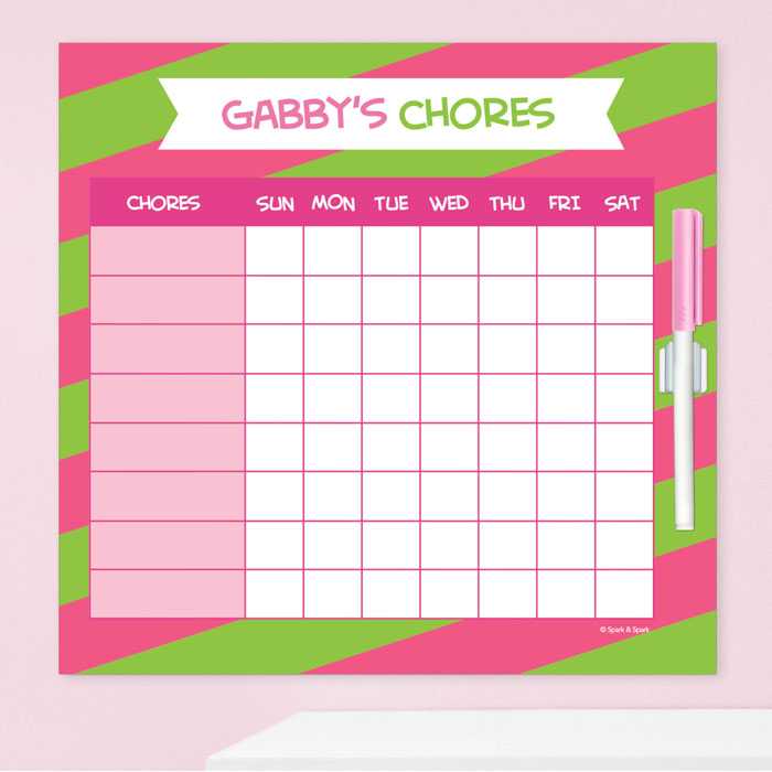 Double Initial Stripes Pink Chore Chart