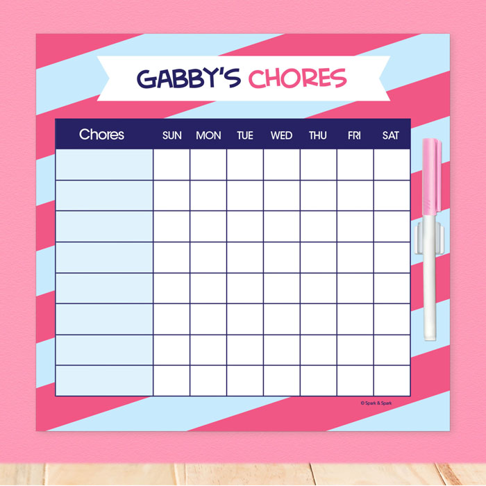 Double Initial Stripes Blue Chore Chart