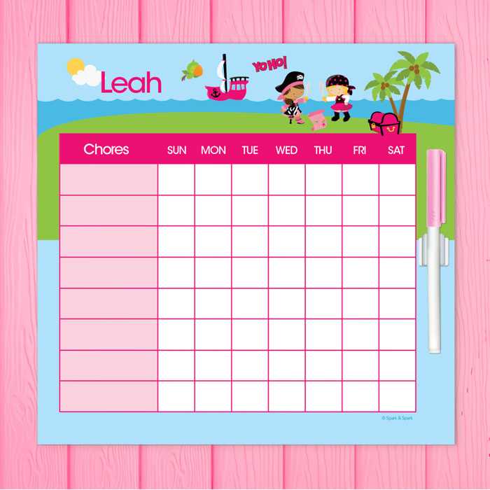Yo Ho Pirate Girl Chore Chart