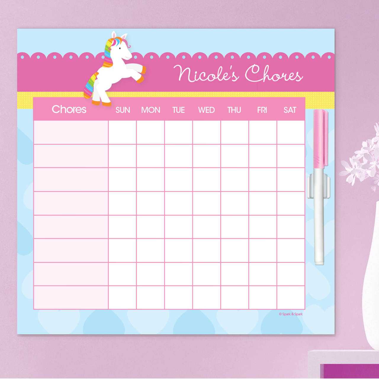 Cute Rainbow Pony Chore Chart