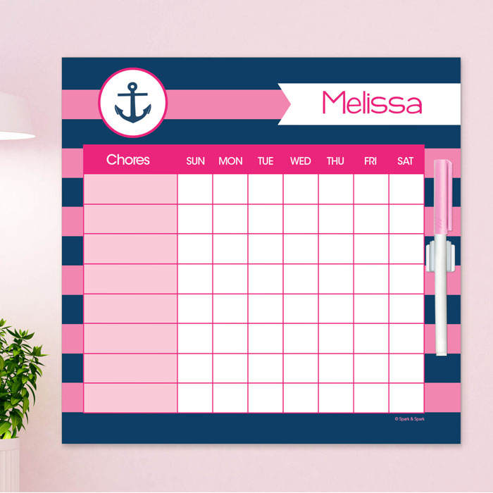Let's Sail Pink Chore Chart