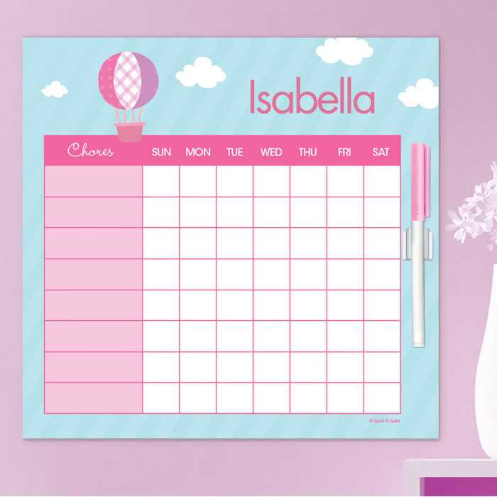 Pink Hot Air Balloon Chore Chart