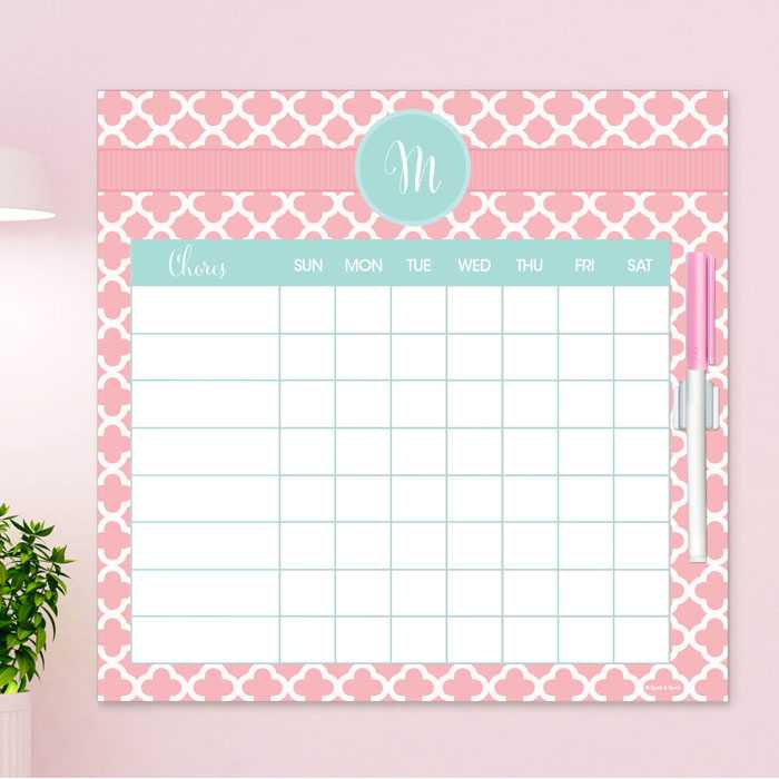 Pretty Pink Quatrefoil Chore Chart