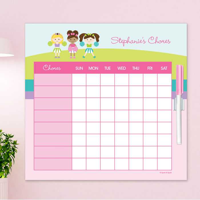 Three Cheerleaders Chore Chart