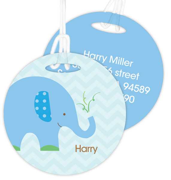 Blue Baby Elephant Bag Tag