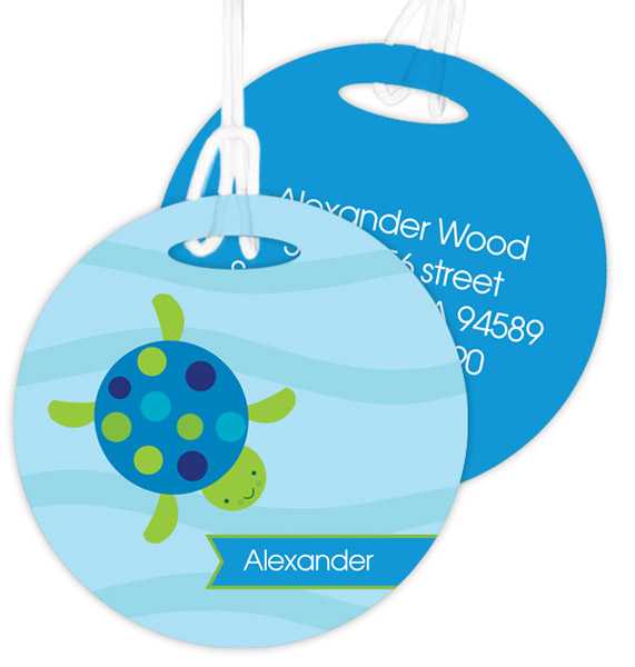 Swimming Blue Turtle Bag Tag