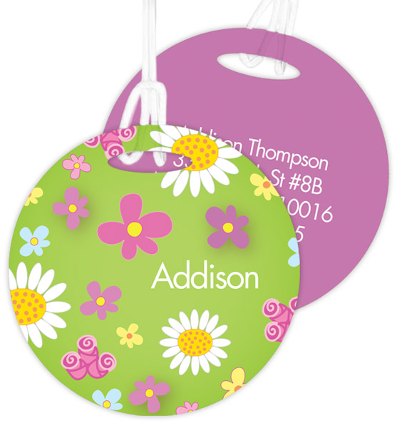 Field of Flowers Green Bag Tag