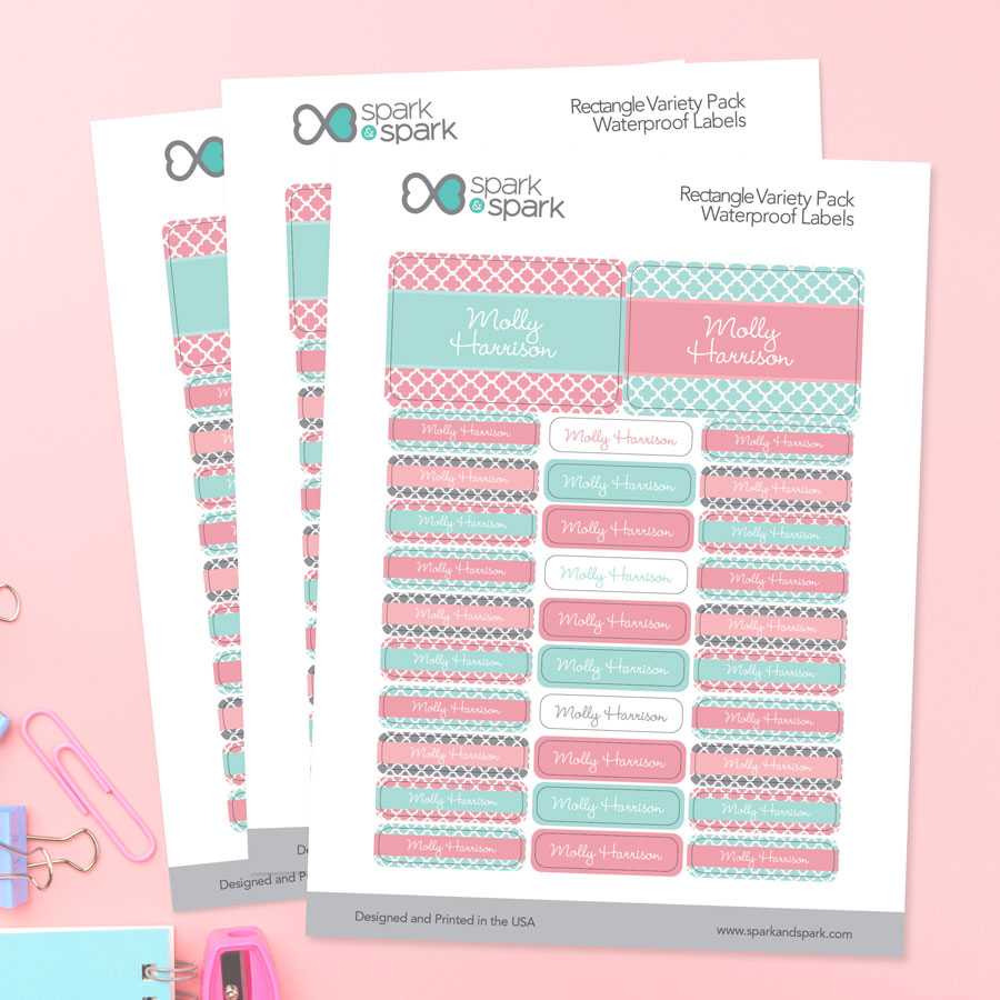 Sweet Pink Quatrefoils Labels Rectangular Pack (Set of 128)
