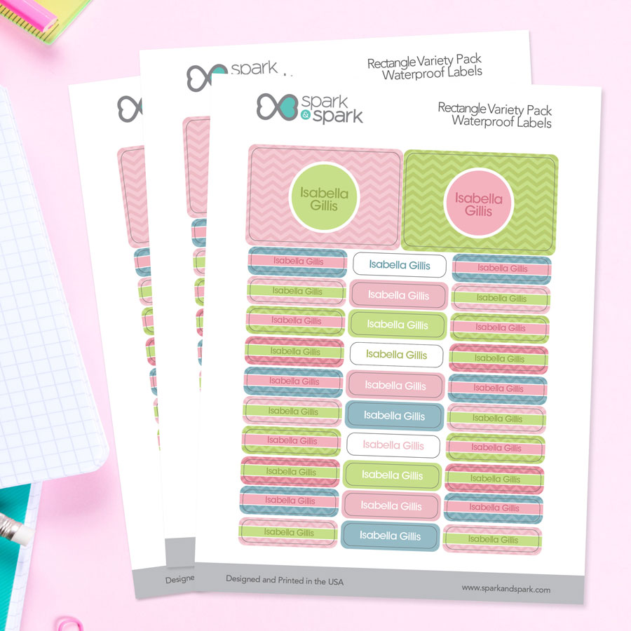 Classic Chevron Labels Rectangular Pack (Set of 128)