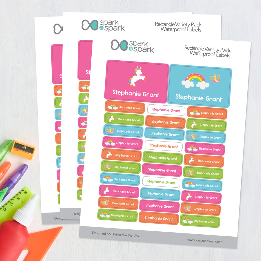 A Cute Rainbow World Labels Rectangular Pack (Set of 128)