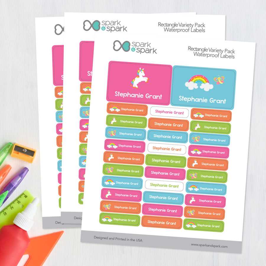 A Cute Rainbow World Labels Rectangular Pack (Set of 128)