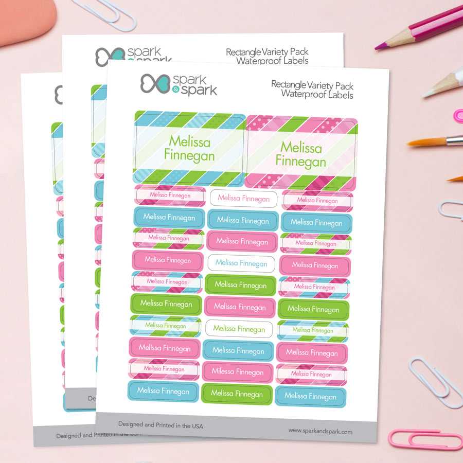Cute Stripe Pattern Labels Rectangular Pack (Set of 128)