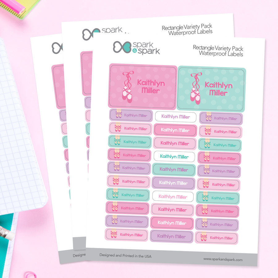 Ballerina Shoes Labels Rectangular Pack (Set of 128)