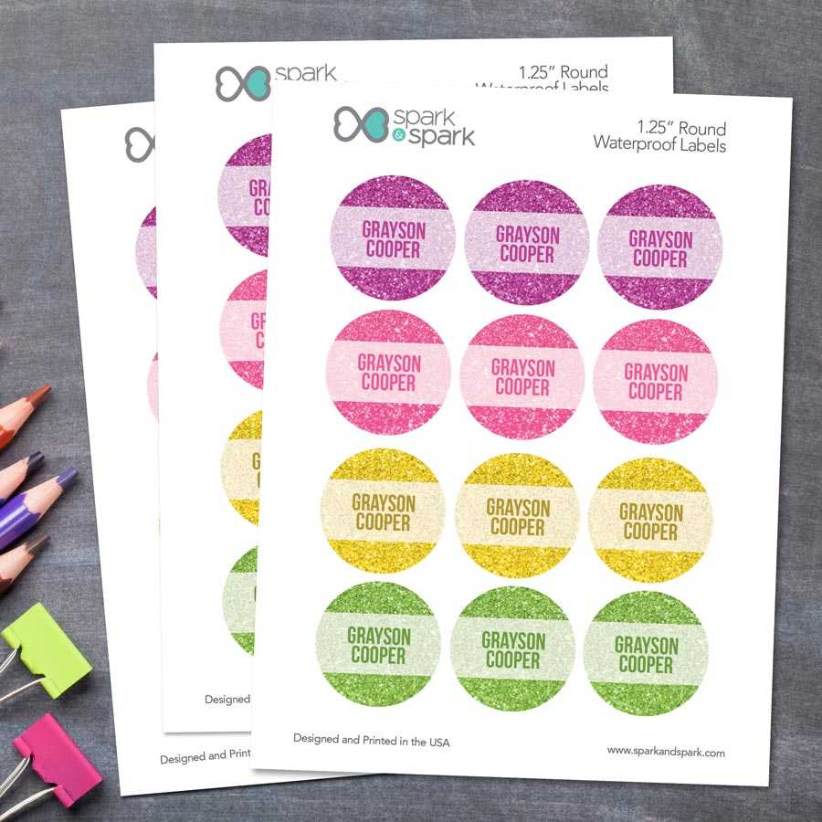 Glitter Shades Yellow Waterproof Labels for Kids (Set of 48)