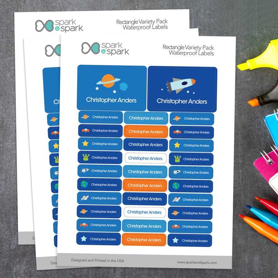 Outter Space Labels Rectangular Pack (Set of 128)