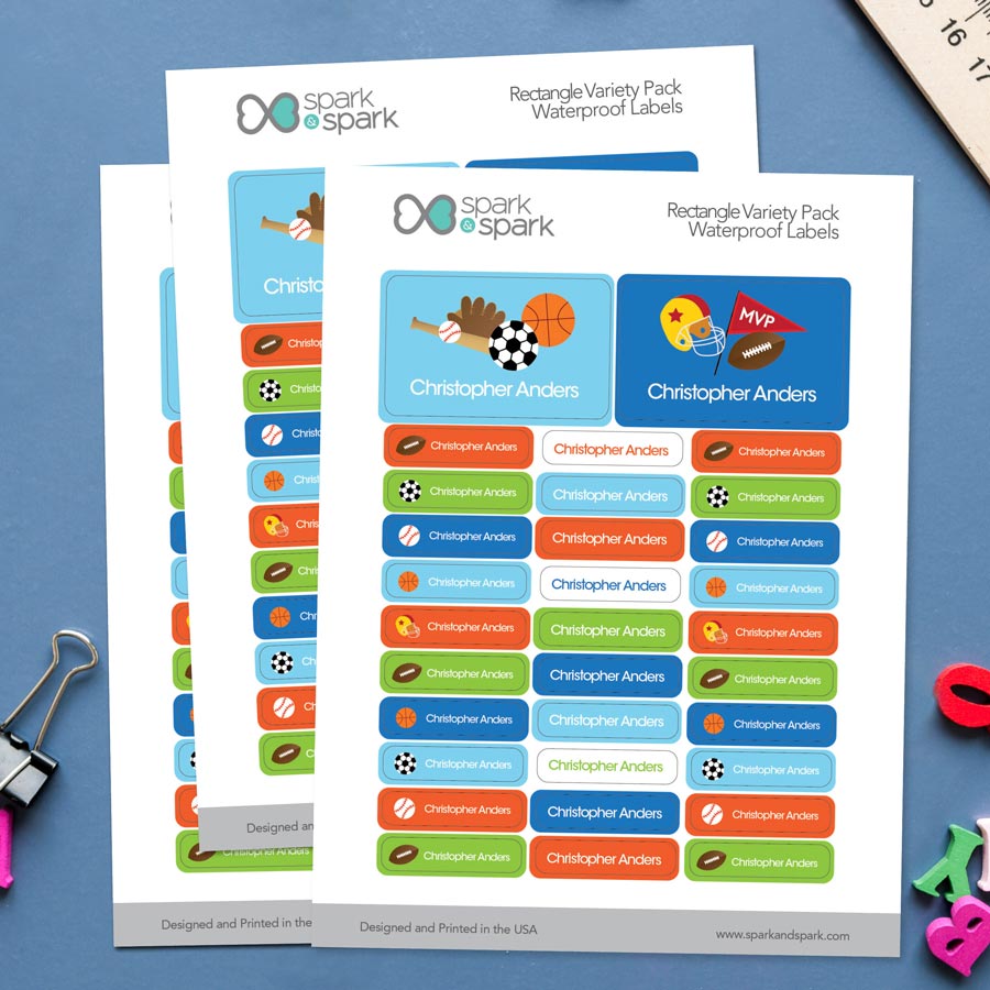 Sports Fan Labels Rectangular Pack (Set of 128)