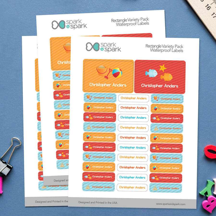 Ready For The Beach Labels Rectangular Pack (Set of 128)