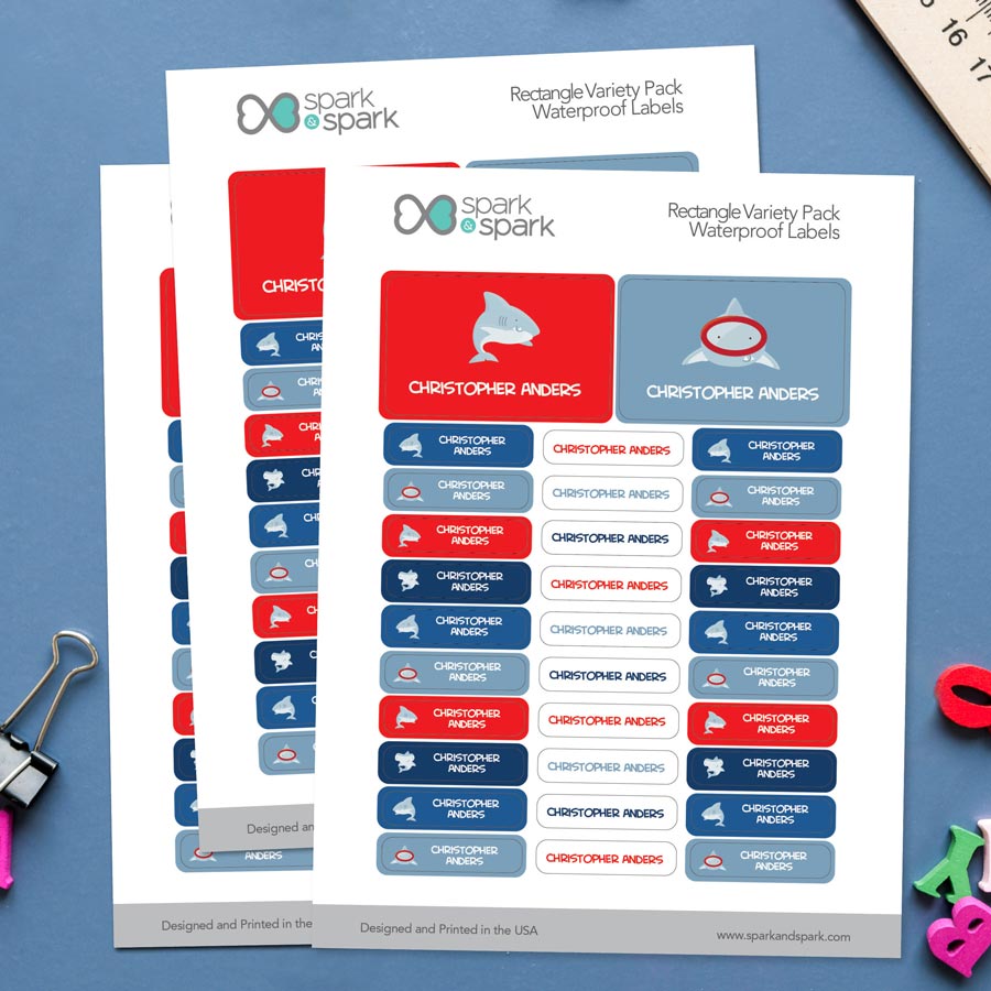 Shark Tales Labels Rectangular Pack (Set of 128)
