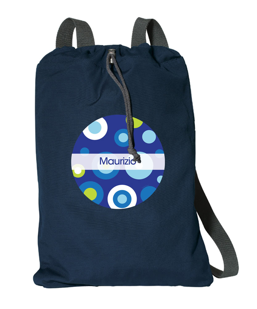 Circles And Circles Blue Drawstring Backpack