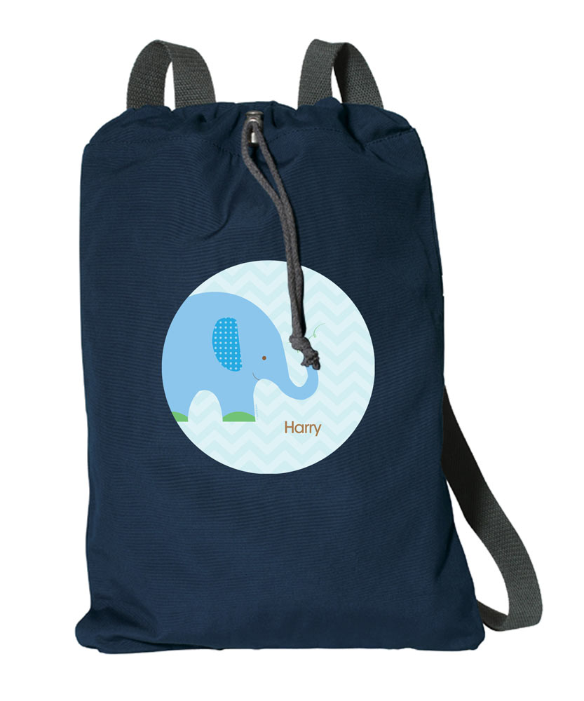 Blue Baby Elephant Drawstring Backpack