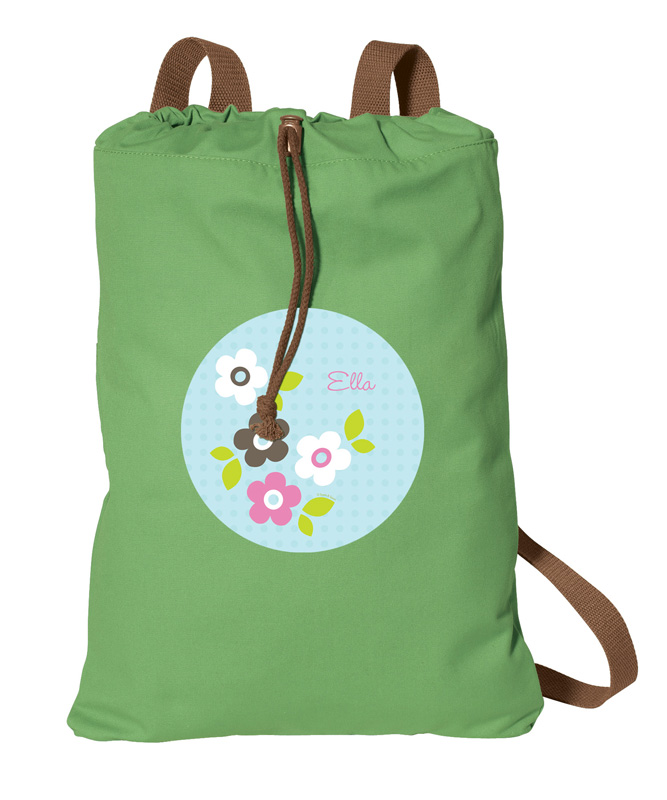 Preppy Flowers Blue Drawstring Backpack