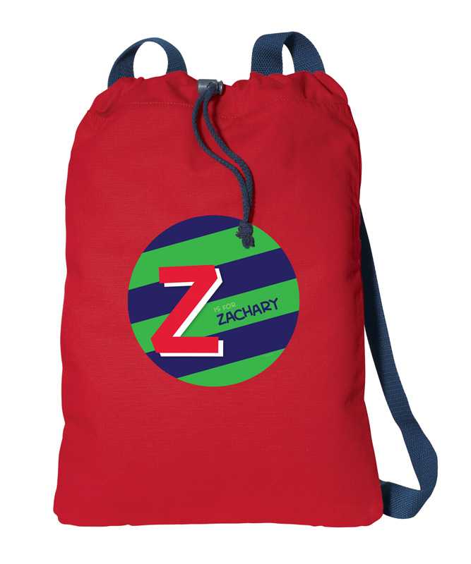 Brilliant Initial Green Drawstring Backpack